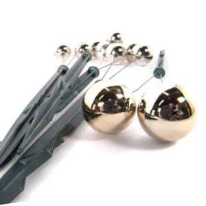 Bacche decorative a sfera 24 mm con punta - Set 25 steli (50 bacche) - Oro