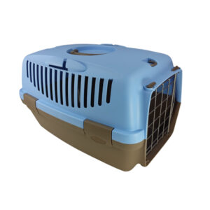 Trasportino GULLIVER 1 azzurro e tortora porta acciaio misure 45x29 h26 cm con manico