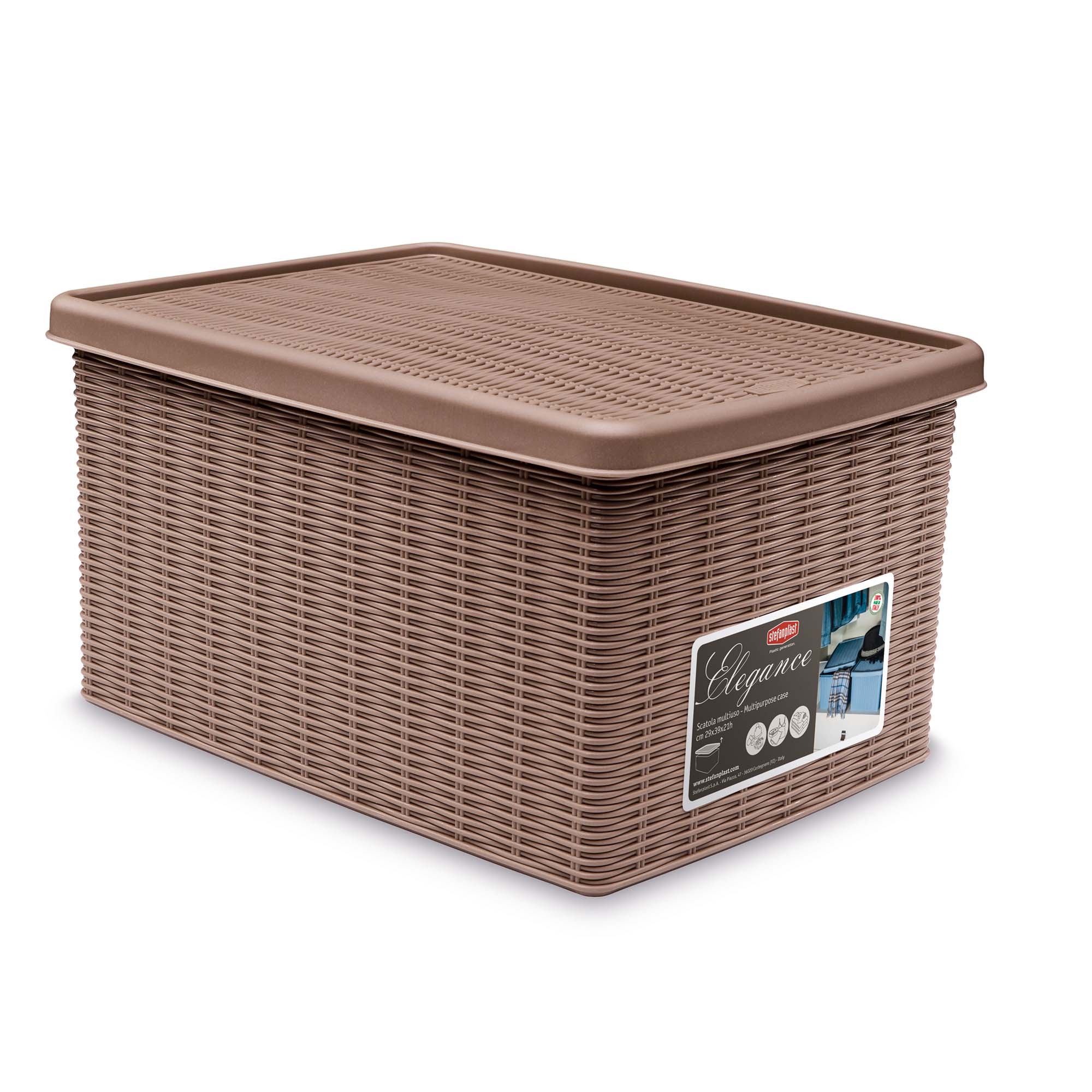 Scatola MAGICA multiuso MOKA chiusa 39x29x21 cm con coperchio massima versatilità per bagno, cucina e ufficio - immagine 2